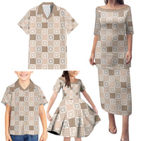 Hawaiian Palaka Quilt Pattern Family Matching Puletasi and Hawaiian Shirt Hawaii Culture Honu Turtle LT9 - Polynesian Pride