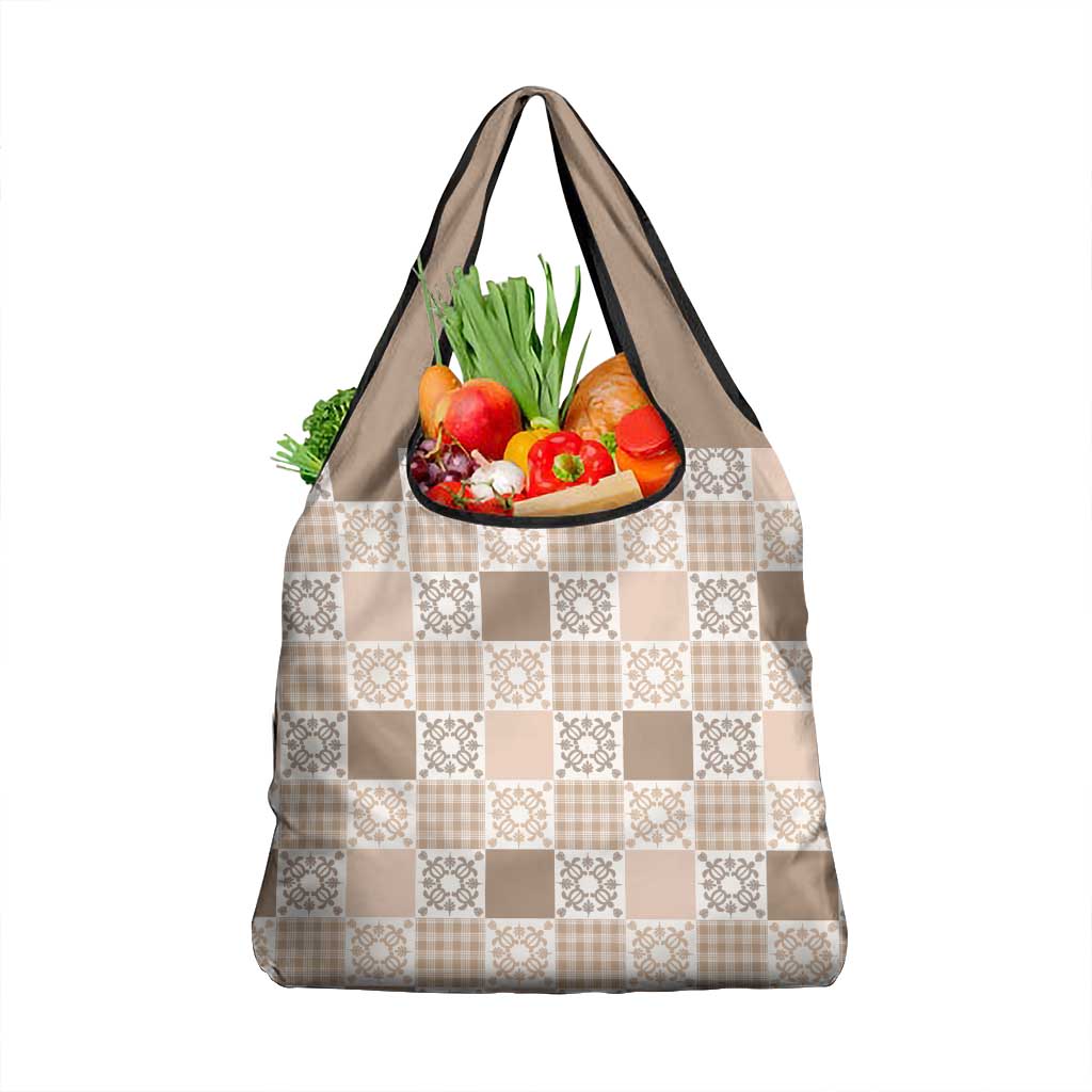 Hawaiian Palaka Quilt Pattern Grocery Bag Hawaii Culture Honu Turtle - Polynesian Pride
