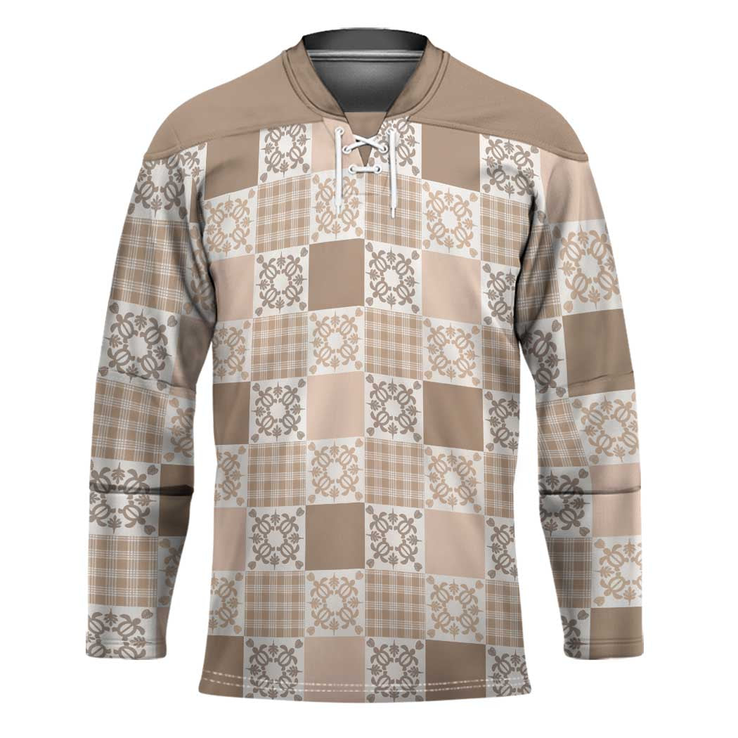 Hawaiian Palaka Quilt Pattern Hockey Jersey Hawaii Culture Honu Turtle - Polynesian Pride