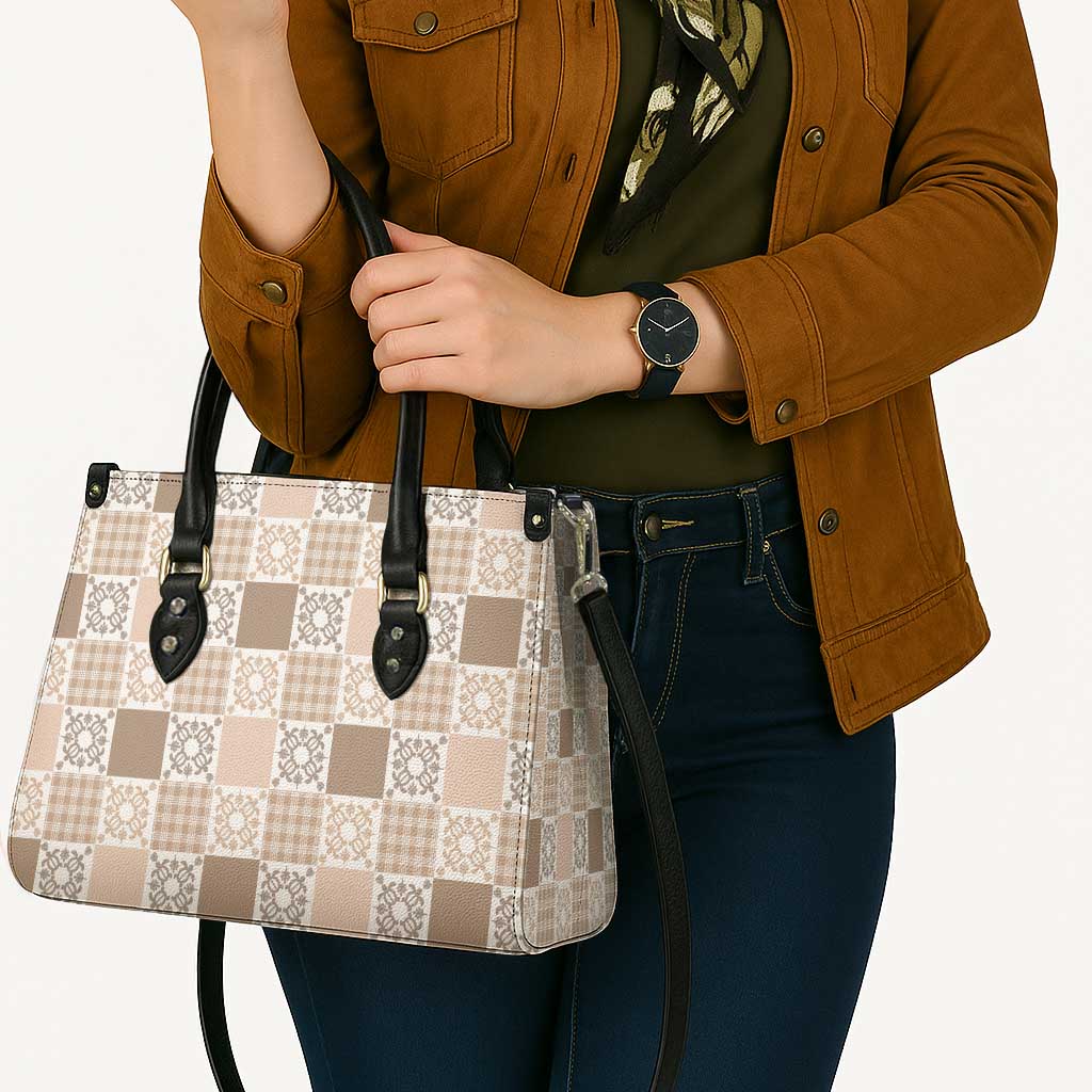 Hawaiian Palaka Quilt Pattern Leather Bag Hawaii Culture Honu Turtle - Polynesian Pride