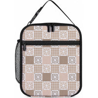 Hawaiian Palaka Quilt Pattern Lunch Bag Hawaii Culture Honu Turtle LT9 10.2 × 8.3 × 4.3 inch Beige - Polynesian Pride