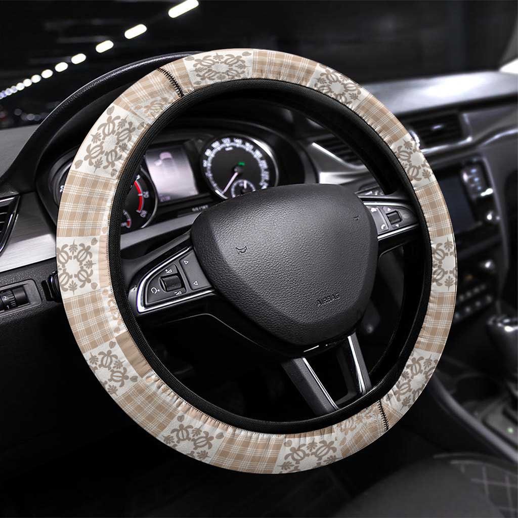 Hawaiian Palaka Quilt Pattern Steering Wheel Cover Hawaii Culture Honu Turtle - Polynesian Pride