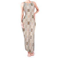 Hawaiian Palaka Quilt Pattern Tank Maxi Dress Hawaii Culture Honu Turtle - Polynesian Pride