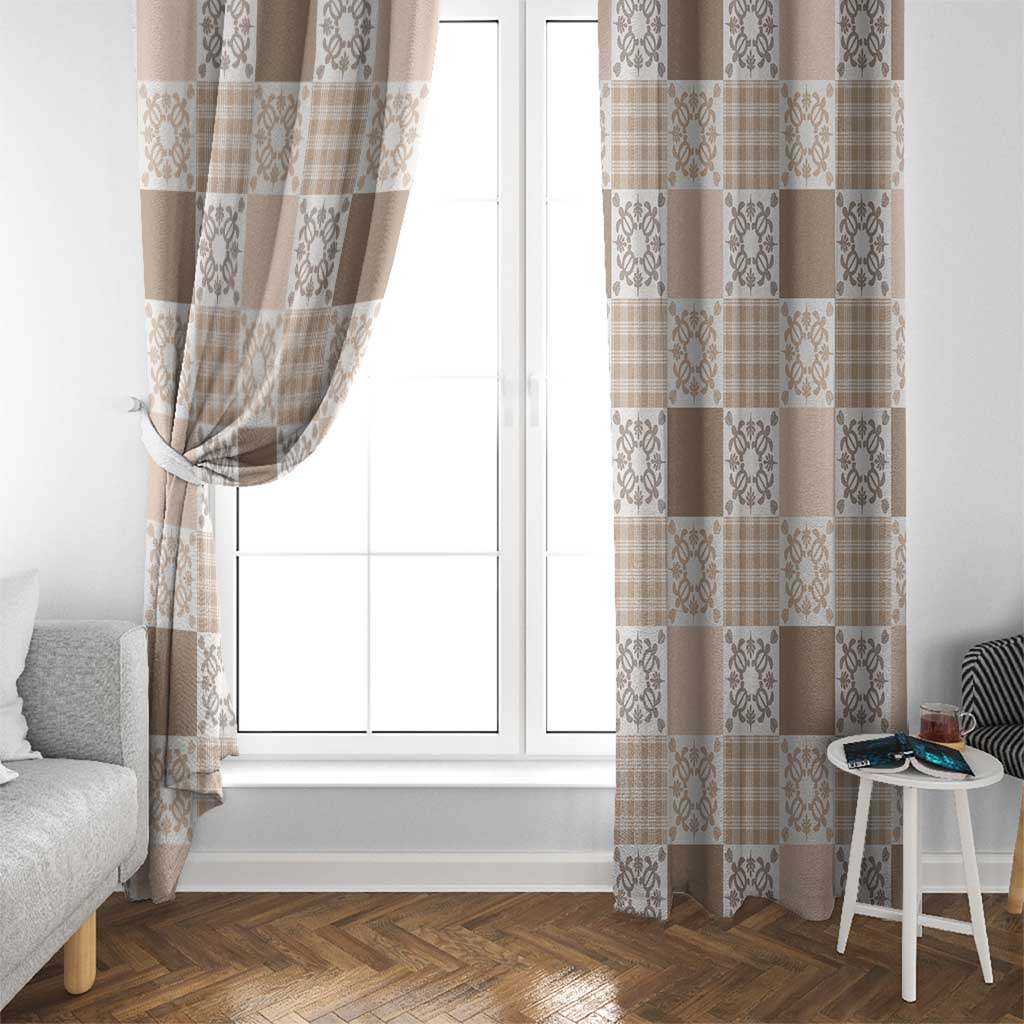 Hawaiian Palaka Quilt Pattern Window Curtain Hawaii Culture Honu Turtle - Polynesian Pride