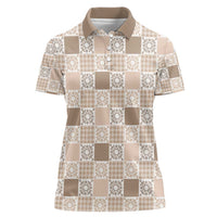 Hawaiian Palaka Quilt Pattern Women Polo Shirt Hawaii Culture Honu Turtle - Polynesian Pride