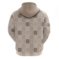 Hawaiian Palaka Quilt Pattern Zip Hoodie Hawaii Culture Honu Turtle - Polynesian Pride