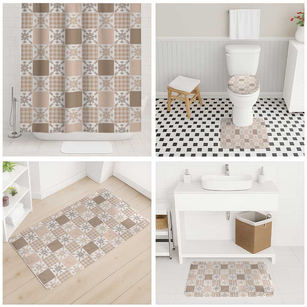 Hawaiian Palaka Quilt Pattern Bathroom Set Hawaii Culture Pineapple - Polynesian Pride
