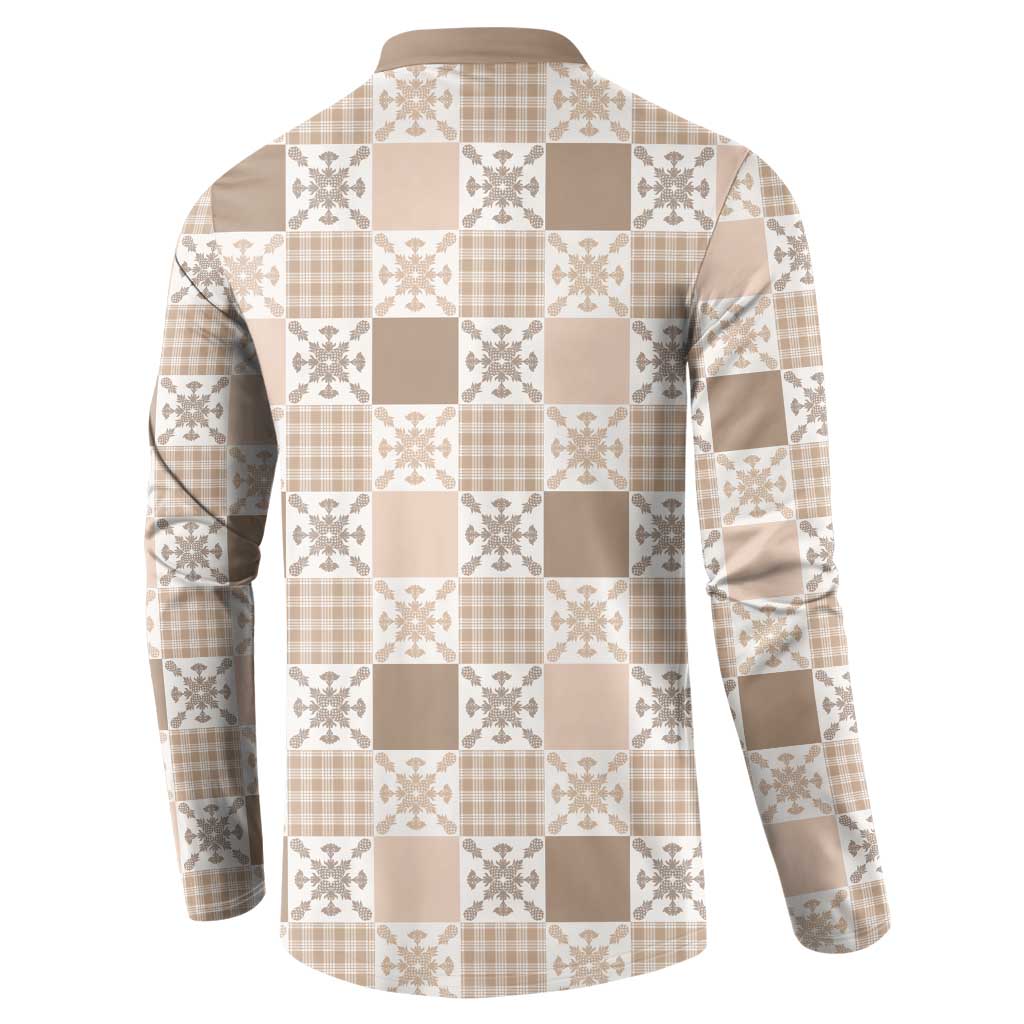 Hawaiian Palaka Quilt Pattern Button Sweatshirt Hawaii Culture Pineapple LT9 - Polynesian Pride