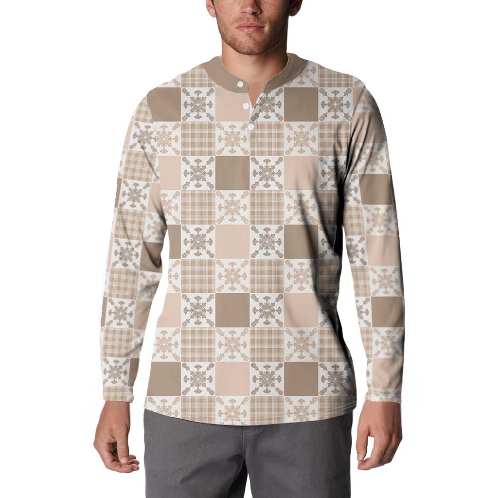 Hawaiian Palaka Quilt Pattern Button Sweatshirt Hawaii Culture Pineapple LT9 - Polynesian Pride