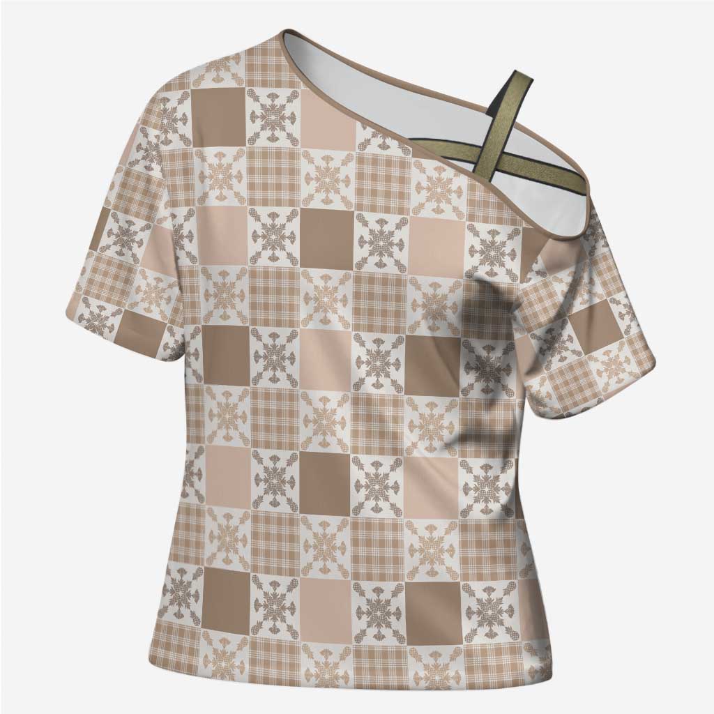 Hawaiian Palaka Quilt Pattern Cross Shoulder Shirt Hawaii Culture Pineapple - Polynesian Pride