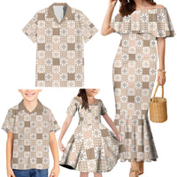 Hawaiian Palaka Quilt Pattern Family Matching Mermaid Dress and Hawaiian Shirt Hawaii Culture Pineapple LT9 - Polynesian Pride
