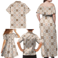 Hawaiian Palaka Quilt Pattern Family Matching Off Shoulder Maxi Dress and Hawaiian Shirt Hawaii Culture Pineapple LT9 - Polynesian Pride