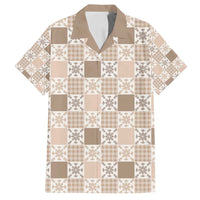 Hawaiian Palaka Quilt Pattern Family Matching Summer Maxi Dress and Hawaiian Shirt Hawaii Culture Pineapple LT9 Dad's Shirt - Short Sleeve Beige - Polynesian Pride