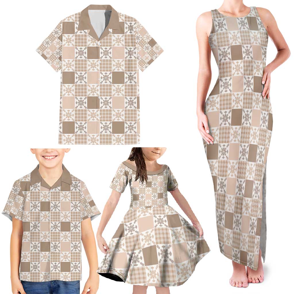Hawaiian Palaka Quilt Pattern Family Matching Tank Maxi Dress and Hawaiian Shirt Hawaii Culture Pineapple LT9 - Polynesian Pride