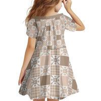 Hawaiian Palaka Quilt Pattern Kid Short Sleeve Dress Hawaii Culture Pineapple LT9 - Polynesian Pride