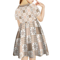 Hawaiian Palaka Quilt Pattern Kid Short Sleeve Dress Hawaii Culture Pineapple LT9 - Polynesian Pride