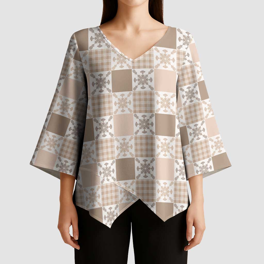 Hawaiian Palaka Quilt Pattern Kimono Sleeve Blouse Hawaii Culture Pineapple - Polynesian Pride