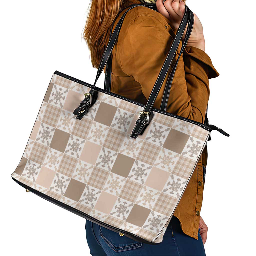 Hawaiian Palaka Quilt Pattern Leather Tote Bag Hawaii Culture Pineapple - Polynesian Pride