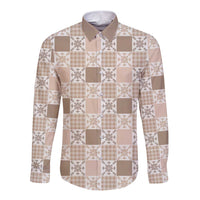 Hawaiian Palaka Quilt Pattern Long Sleeve Button Shirt Hawaii Culture Pineapple - Polynesian Pride