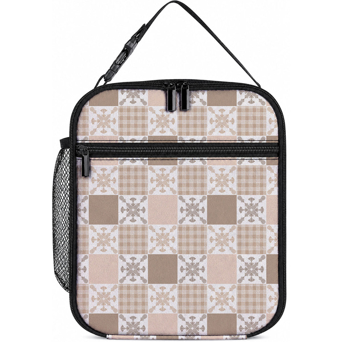 Hawaiian Palaka Quilt Pattern Lunch Bag Hawaii Culture Pineapple LT9 10.2 × 8.3 × 4.3 inch Beige - Polynesian Pride