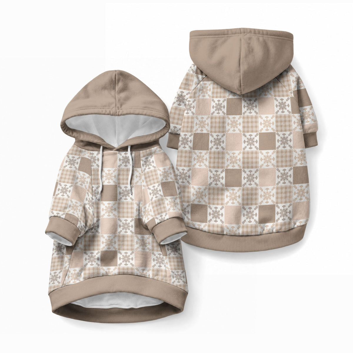 Hawaiian Palaka Quilt Pattern Pet Hoodie Hawaii Culture Pineapple LT9 Pullover Beige - Polynesian Pride