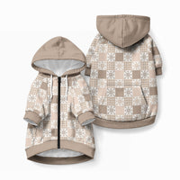 Hawaiian Palaka Quilt Pattern Pet Hoodie Hawaii Culture Pineapple LT9 Zip-up Beige - Polynesian Pride