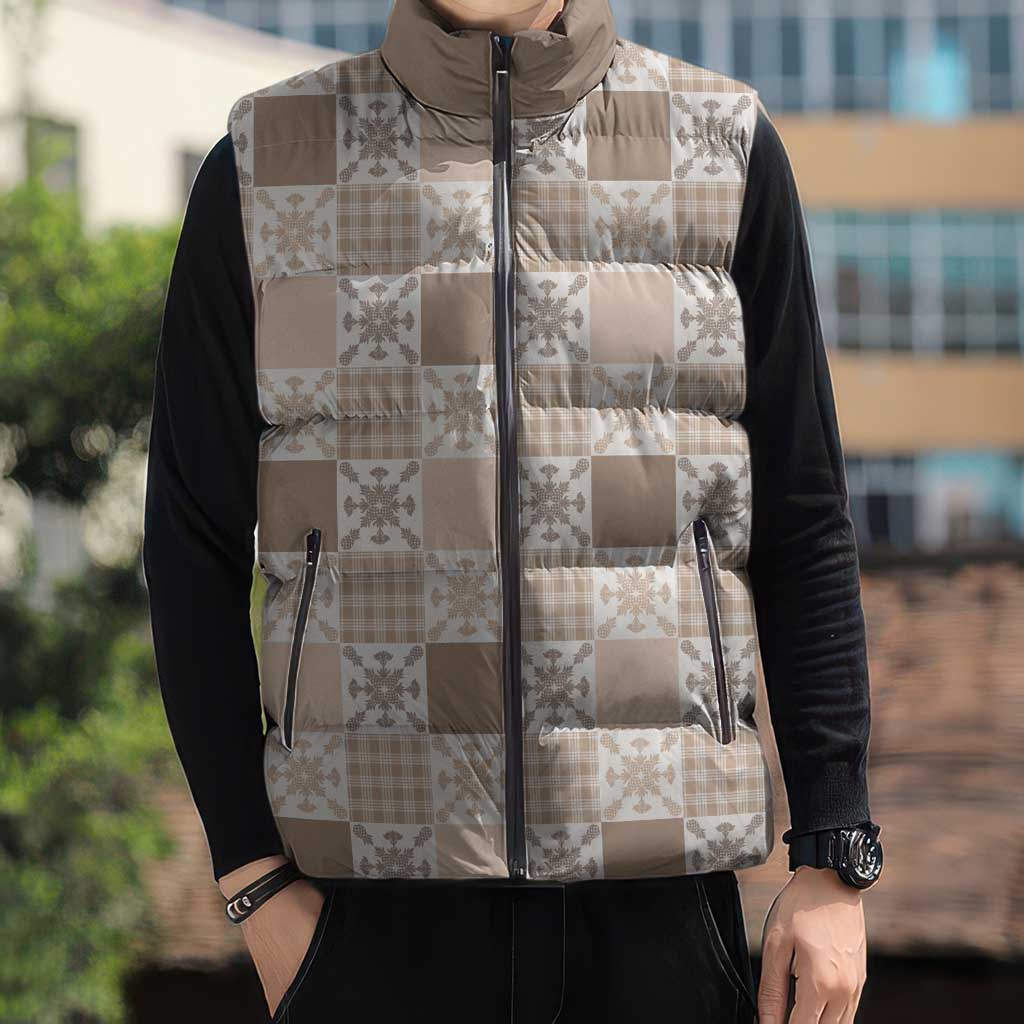 Hawaiian Palaka Quilt Pattern Sleeveless Puffer Jacket Hawaii Culture Pineapple LT9 - Polynesian Pride