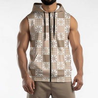 Hawaiian Palaka Quilt Pattern Sleeveless Zip Hoodie Hawaii Culture Pineapple - Polynesian Pride