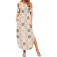 Hawaiian Palaka Quilt Pattern Summer Maxi Dress Hawaii Culture Pineapple - Polynesian Pride