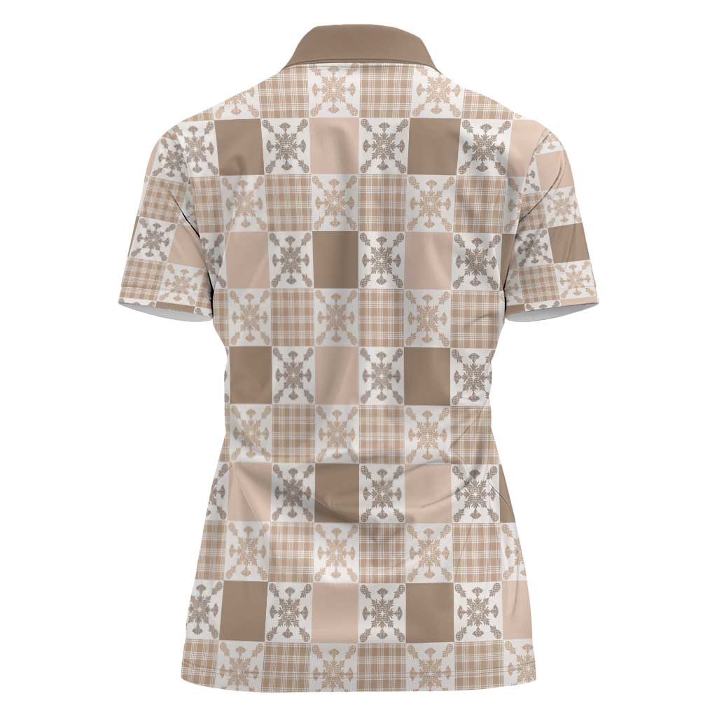 Hawaiian Palaka Quilt Pattern Women Polo Shirt Hawaii Culture Pineapple - Polynesian Pride