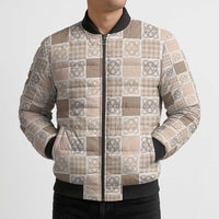 Hawaiian Palaka Quilt Pattern Bomber Puffer Jacket Hawaii Culture Tropical Flowers Mix - Polynesian Pride