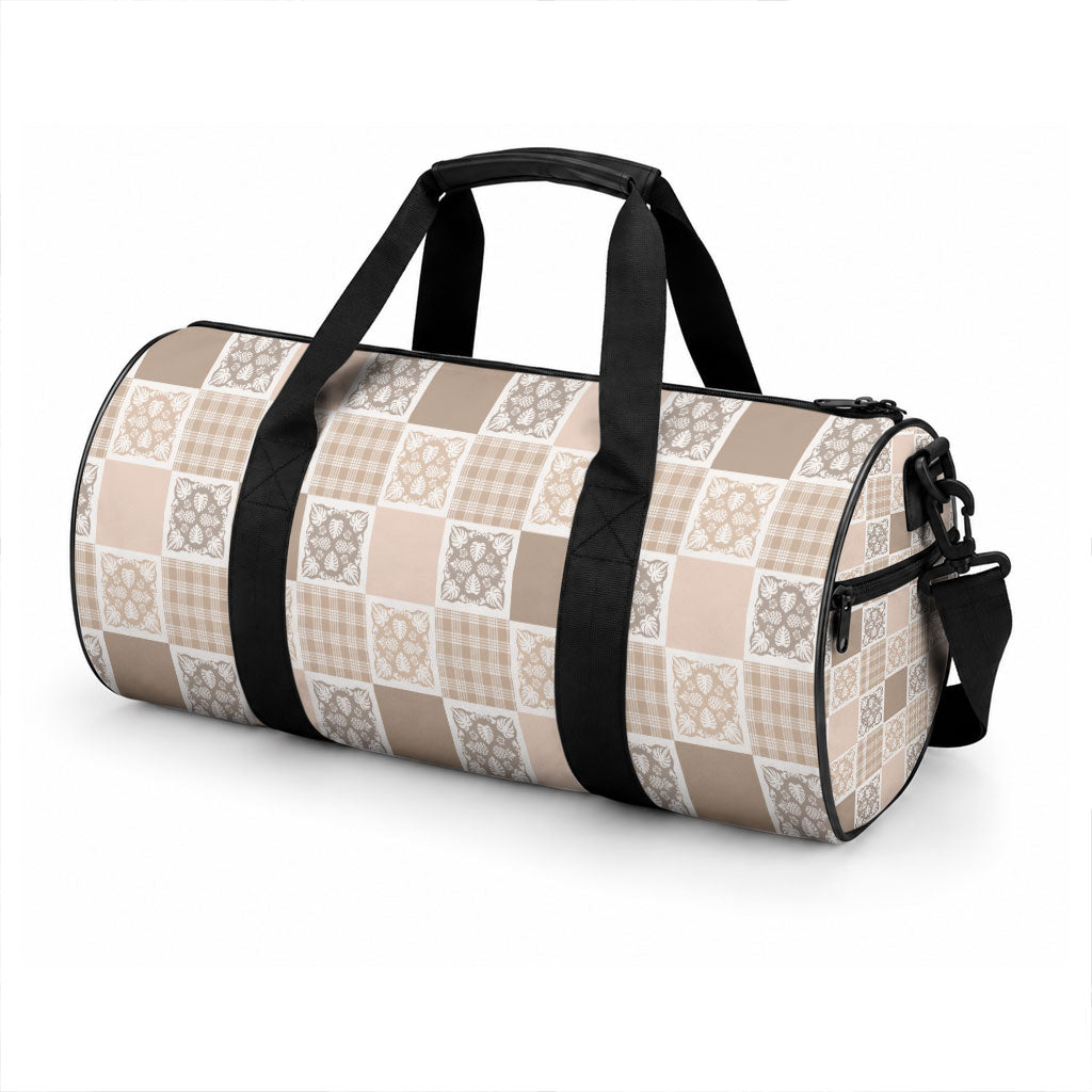 Hawaiian Palaka Quilt Pattern Duffle Bag Hawaii Culture Tropical Flowers Mix LT9 - Polynesian Pride