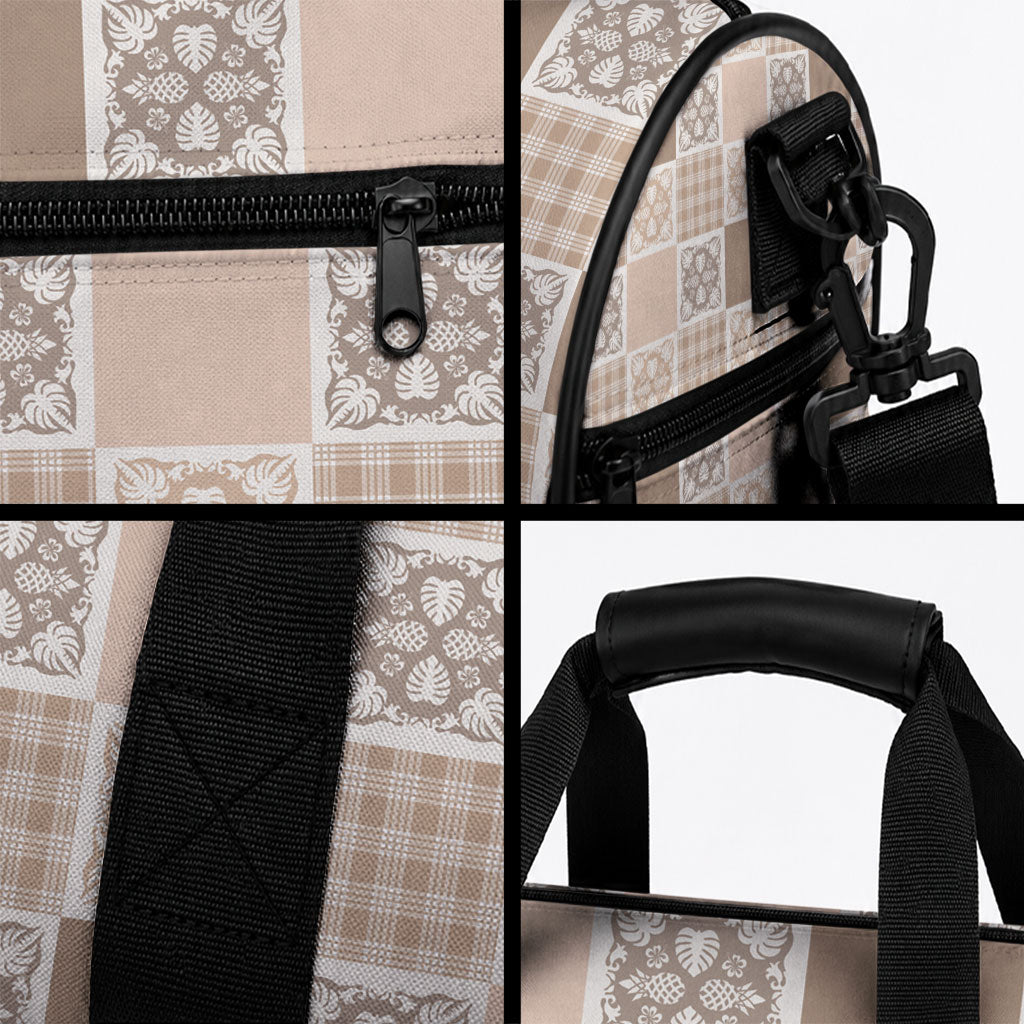 Hawaiian Palaka Quilt Pattern Duffle Bag Hawaii Culture Tropical Flowers Mix LT9 - Polynesian Pride