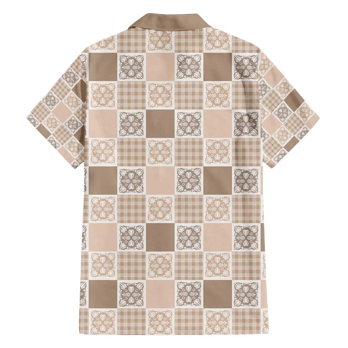 Hawaiian Palaka Quilt Pattern Family Matching Off The Shoulder Long Sleeve Dress and Hawaiian Shirt Hawaii Culture Tropical Flowers Mix LT9 - Polynesian Pride