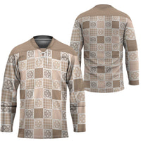Hawaiian Palaka Quilt Pattern Hockey Jersey Hawaii Culture Tropical Flowers Mix - Polynesian Pride