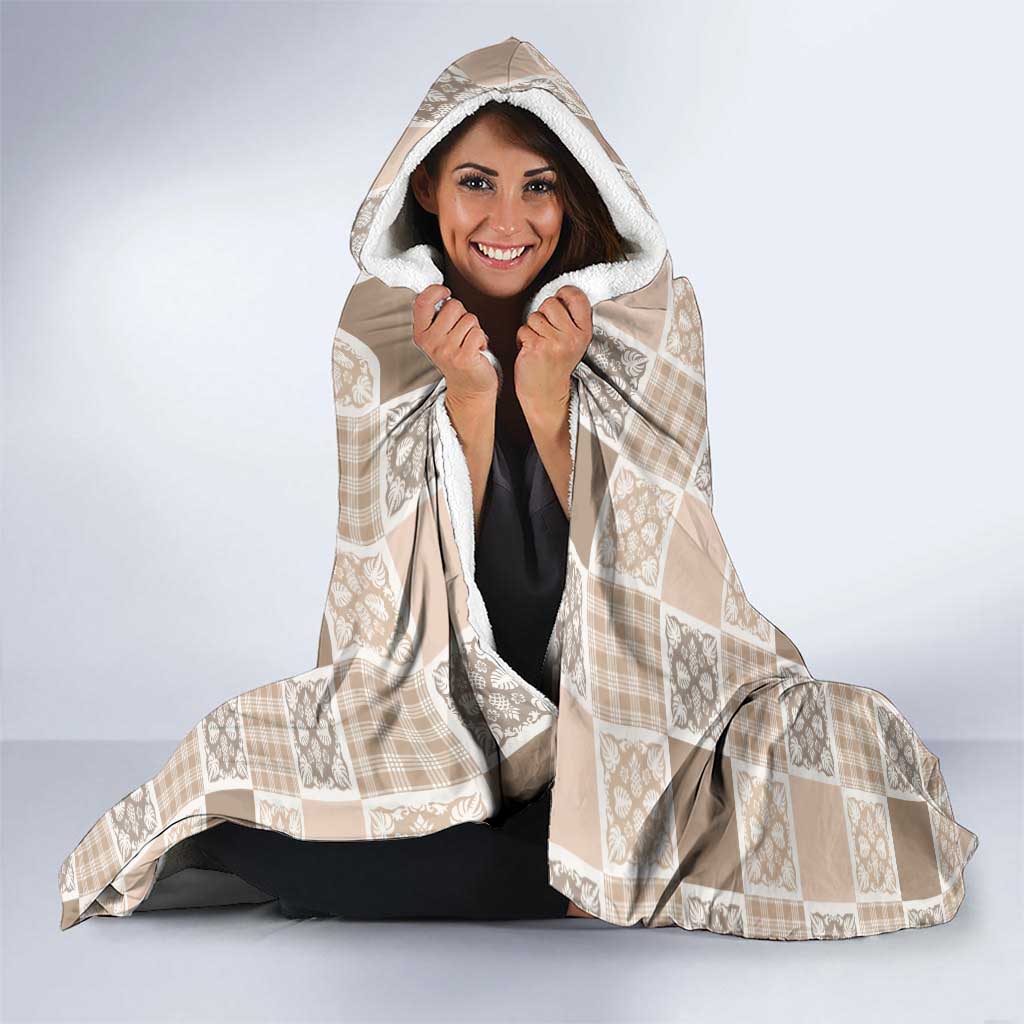 Hawaiian Palaka Quilt Pattern Hooded Blanket Hawaii Culture Tropical Flowers Mix - Polynesian Pride