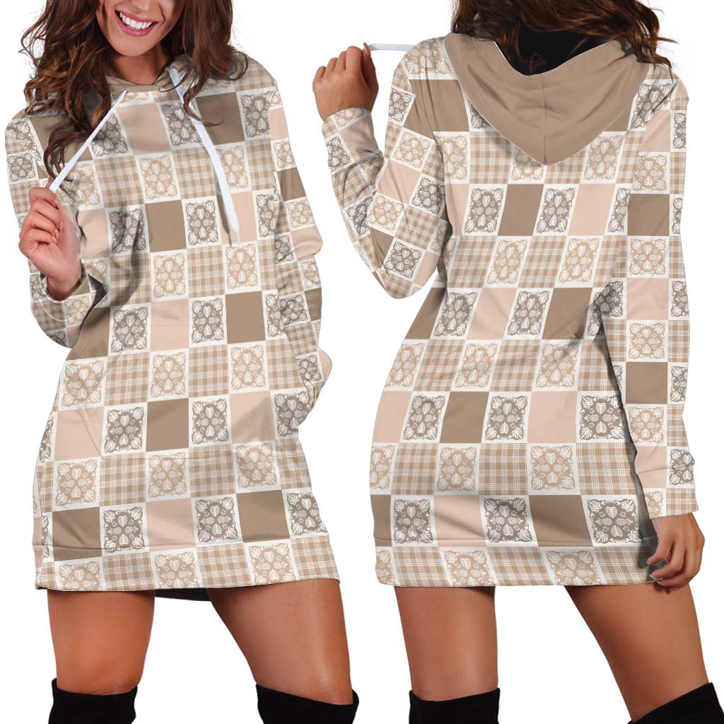 Hawaiian Palaka Quilt Pattern Hoodie Dress Hawaii Culture Tropical Flowers Mix LT9 - Polynesian Pride