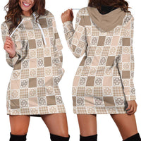 Hawaiian Palaka Quilt Pattern Hoodie Dress Hawaii Culture Tropical Flowers Mix LT9 - Polynesian Pride