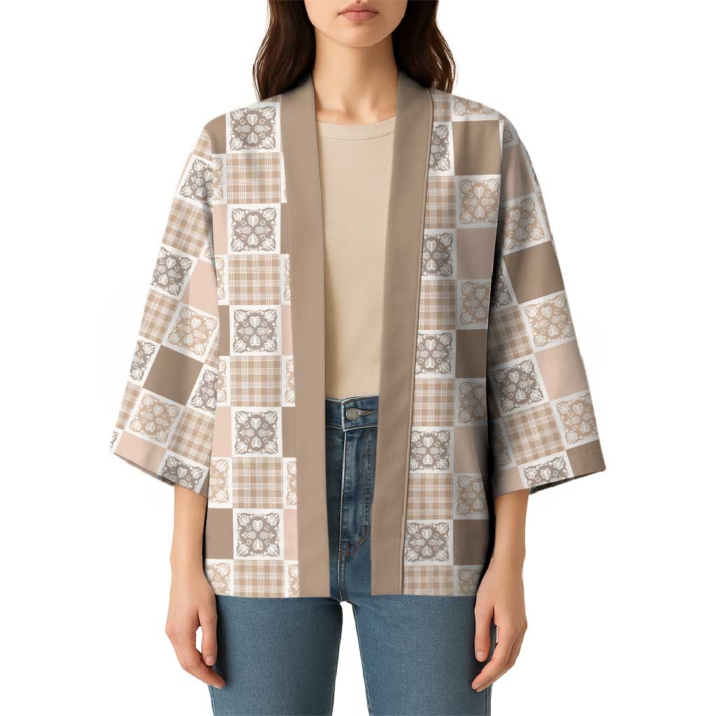 Hawaiian Palaka Quilt Pattern Kimono Hawaii Culture Tropical Flowers Mix - Polynesian Pride