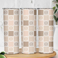 Hawaiian Palaka Quilt Pattern Skinny Tumbler Hawaii Culture Tropical Flowers Mix LT9 - Polynesian Pride