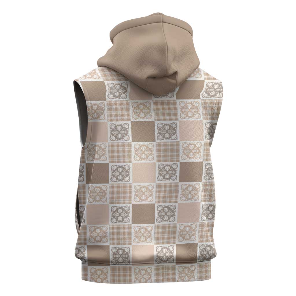 Hawaiian Palaka Quilt Pattern Sleeveless Zip Hoodie Hawaii Culture Tropical Flowers Mix LT9 - Polynesian Pride