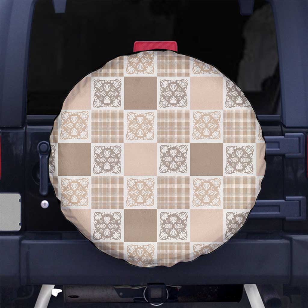 Hawaiian Palaka Quilt Pattern Spare Tire Cover Hawaii Culture Tropical Flowers Mix - Polynesian Pride