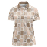 Hawaiian Palaka Quilt Pattern Women Polo Shirt Hawaii Culture Tropical Flowers Mix - Polynesian Pride