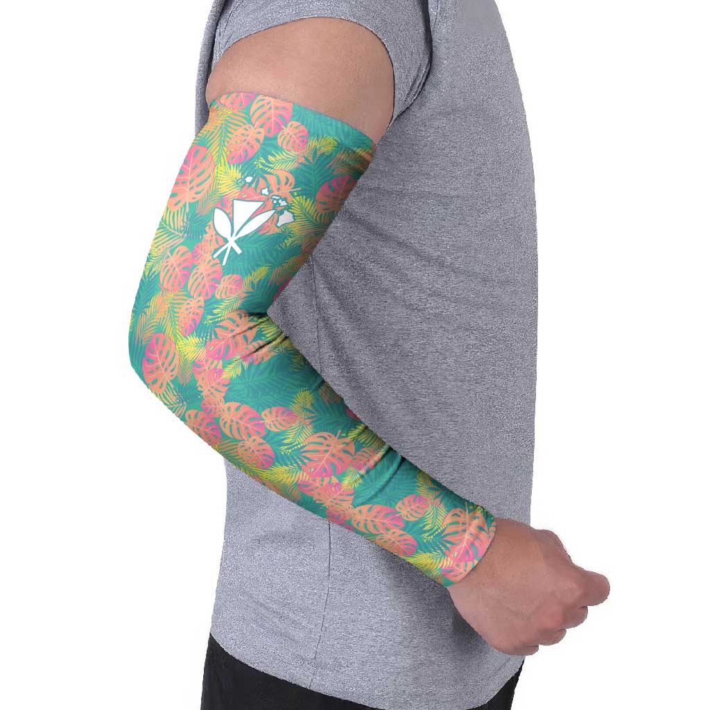 Seamless Hawaiian Quilt Pattern Arm Sleeves Hawaii Culture Palm Leaf Tropical - Polynesian Pride