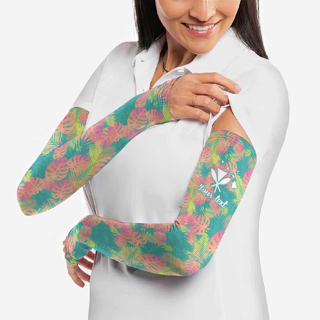 Seamless Hawaiian Quilt Pattern Arm Sleeves Hawaii Culture Palm Leaf Tropical - Polynesian Pride