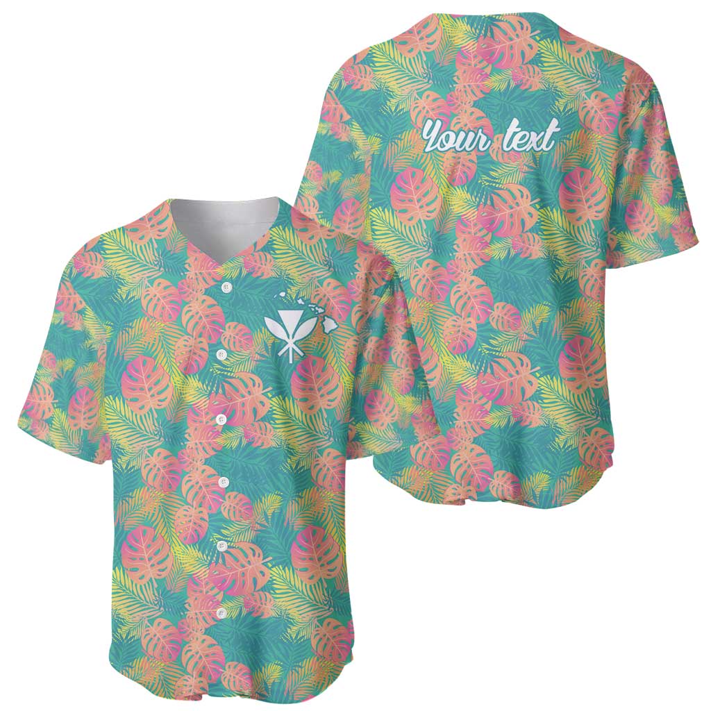 Seamless Hawaiian Quilt Pattern Baseball Jersey Hawaii Culture Palm Leaf Tropical - Polynesian Pride