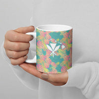 Seamless Hawaiian Quilt Pattern Ceramic Mug Hawaii Culture Palm Leaf Tropical - Polynesian Pride