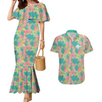 Personalised Seamless Hawaiian Quilt Pattern Couples Matching Mermaid Dress and Hawaiian Shirt Hawaii Culture Palm Leaf Tropical LT9 Beige - Polynesian Pride