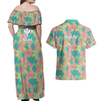 Personalised Seamless Hawaiian Quilt Pattern Couples Matching Off Shoulder Maxi Dress and Hawaiian Shirt Hawaii Culture Palm Leaf Tropical LT9 - Polynesian Pride