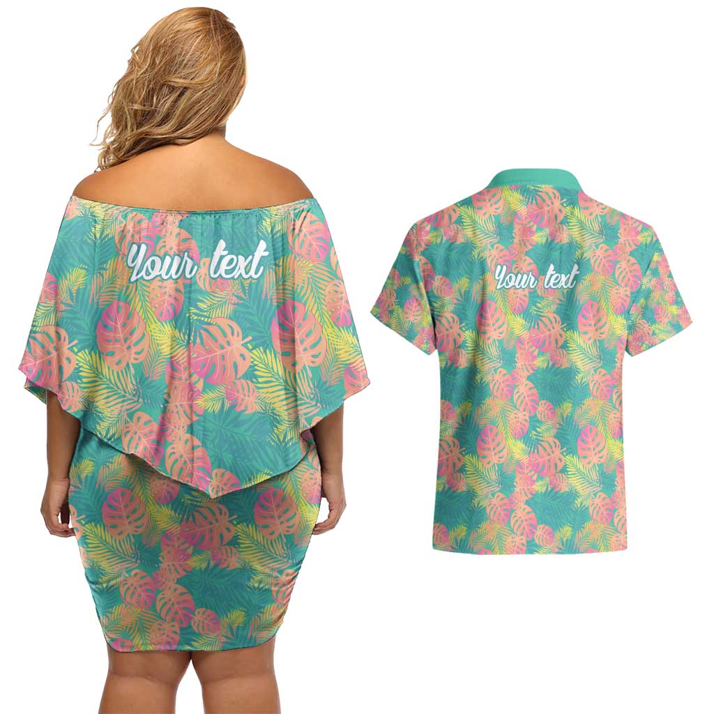 Personalised Seamless Hawaiian Quilt Pattern Couples Matching Off Shoulder Short Dress and Hawaiian Shirt Hawaii Culture Palm Leaf Tropical LT9 - Polynesian Pride